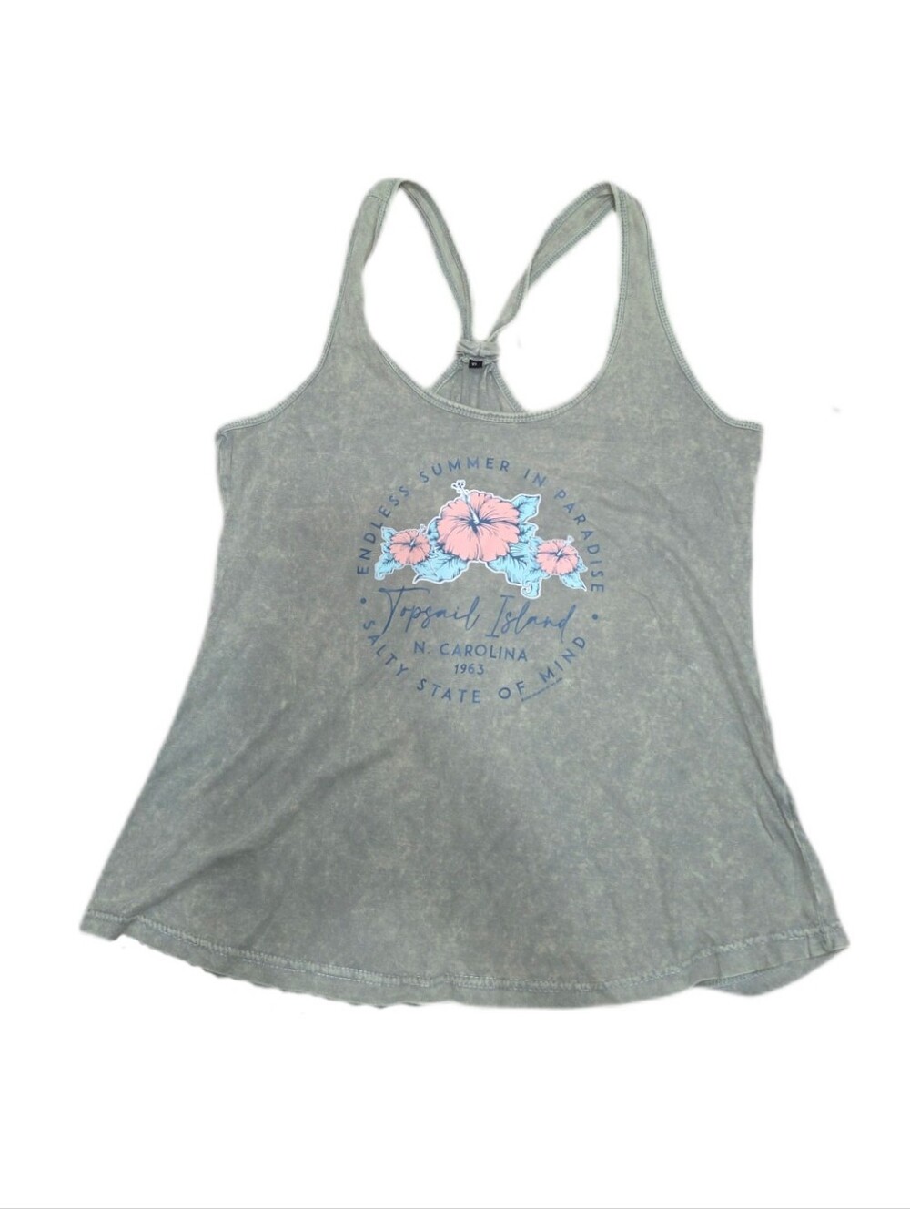 Flowy Olive Green Floral Graphic Tie-Back Tank Top XL NWT - Picture 2 of 6